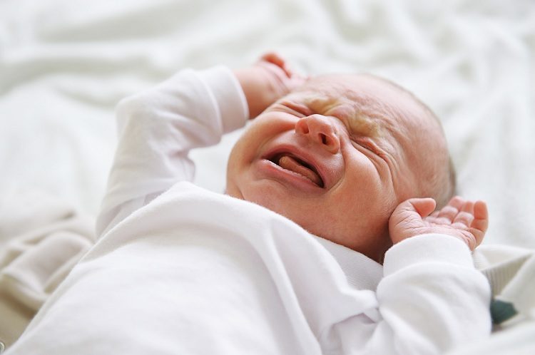 bebê chorando cólicas em recém-nascidos